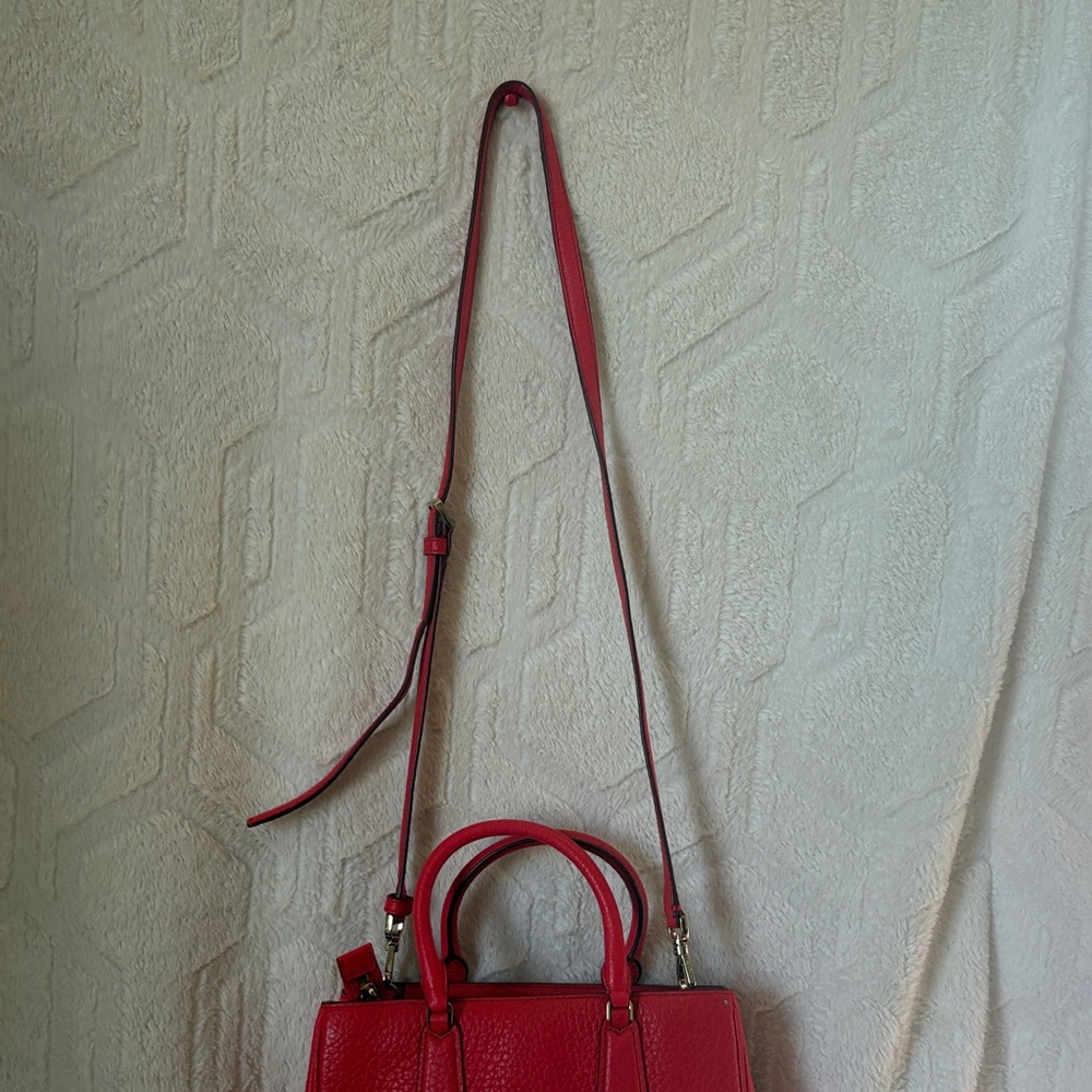 kate spade vibrant red pebbled leather satchel - Picture 4 of 16